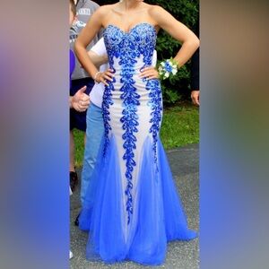 Blue Beaded Evening/Prom Gown